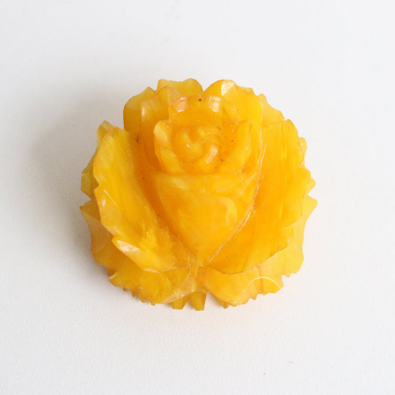 "Bakelite Rose" Vintage 1930's Marbled Butterscotch Bakelite Rose Brooch