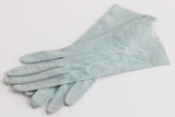 "Sky Blue" Vintage 1940s Sky Blue Suede Gloves UK 6.5