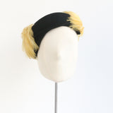 "Yellow Feathers & Felt" Vintage 1940's Black Felt & Feather Hat