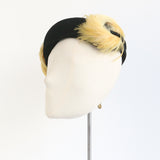"Yellow Feathers & Felt" Vintage 1940's Black Felt & Feather Hat