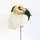 "Yellow Feathers & Felt" Vintage 1940's Black Felt & Feather Hat