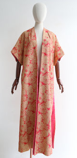 "Hot Pink & Gold " Vintage 1960's Floral Lurex Dress & Matching Coat UK 8 US 4