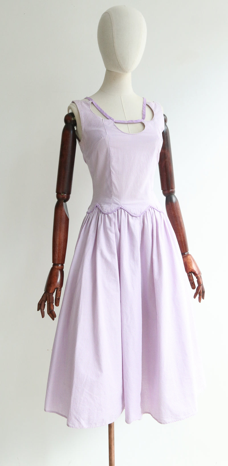 "Lilac Gingham" Vintage 1950's Lilac Gingham Dress UK 8-10 US 4-6