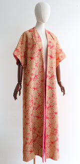 "Hot Pink & Gold " Vintage 1960's Floral Lurex Dress & Matching Coat UK 8 US 4