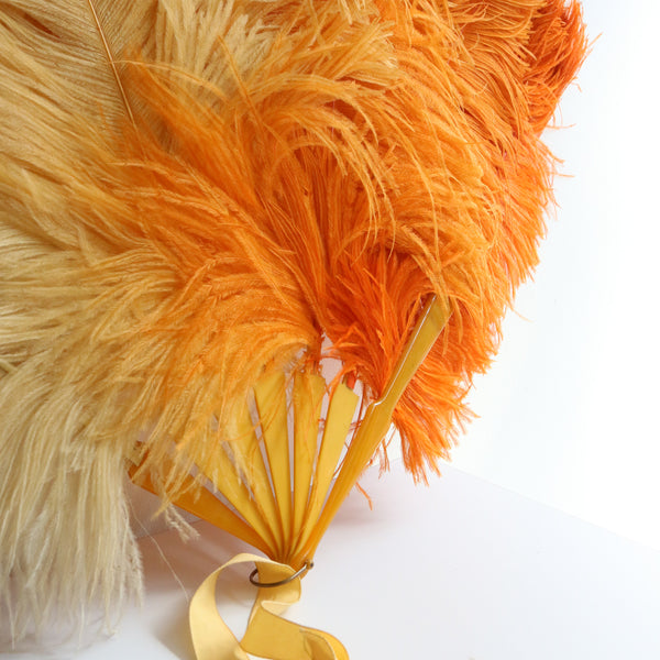 "Sunset Ombré" Vintage 1930's Ombré Ostrich Feather Hand Fan