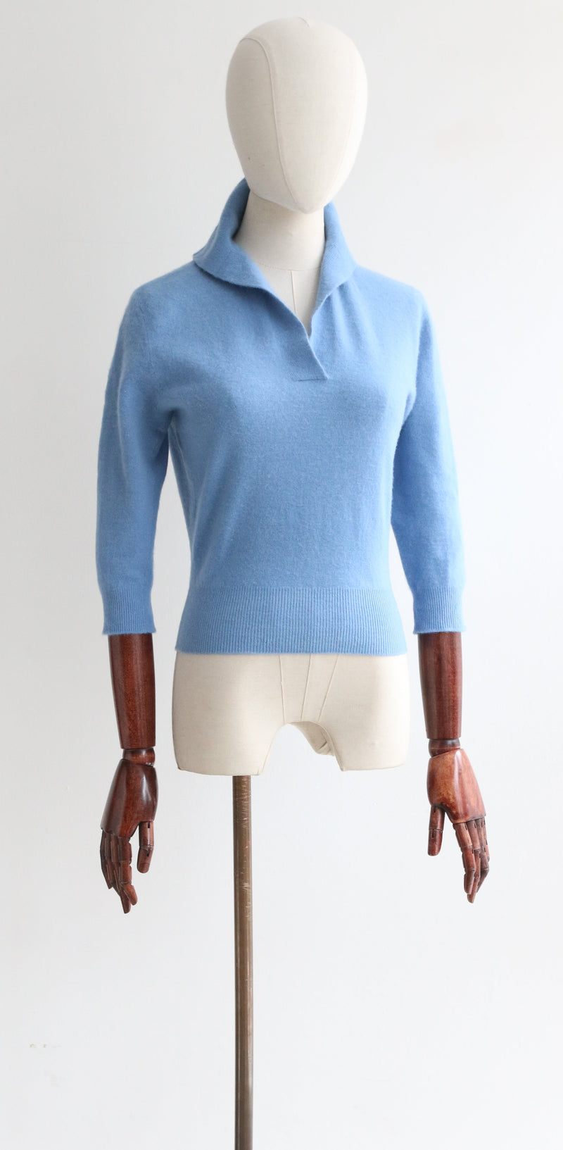 "French Blue" Vintage 1950's Lambs Wool Jumper UK 10 US 6