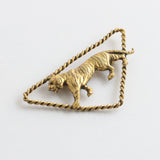 "Into The Wild" Vintage 1940's Gold Brass Tiger Brooch