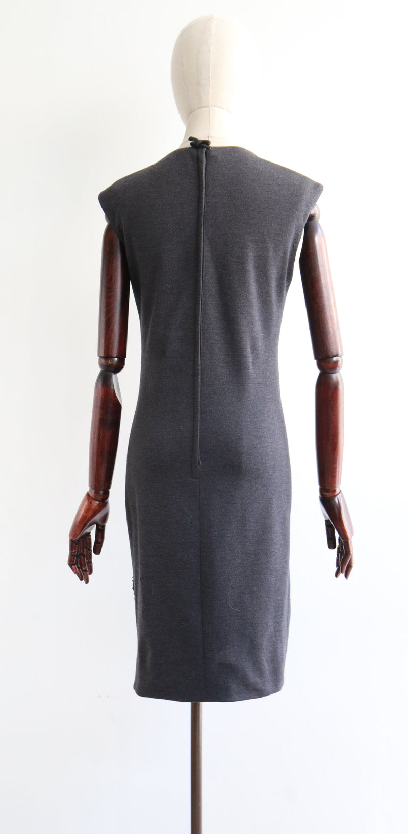 "Embellished Medallions" Vintage 1960's Charcoal Grey Embellished Medallion Dress UK 10-12 US 6-8