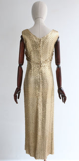 "Gold Sixties Sequins" Vintage 1960's Gold Sequin Evening Dress UK 12 US 8