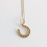 "Lucky 7" Vintage 1950's 9ct Gold Plated Horseshoe Pendant & Chain