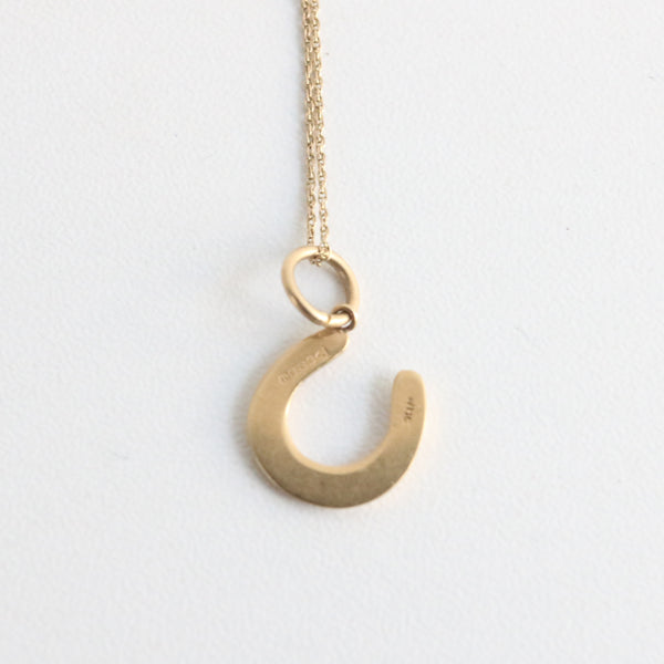 "Lucky 7" Vintage 1950's 9ct Gold Plated Horseshoe Pendant & Chain