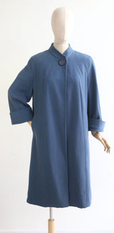 "Elgora" Vintage 1950's Blue Wool Raglan Sleeve Coat UK 12-14 US 8-10