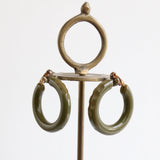 "Bakelite Hoops" Vintage 1940's Olive Green Carved Bakelite Hoops