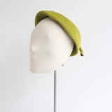 "Apple Green Felt" Vintage 1950's Apple Green Felt Hat