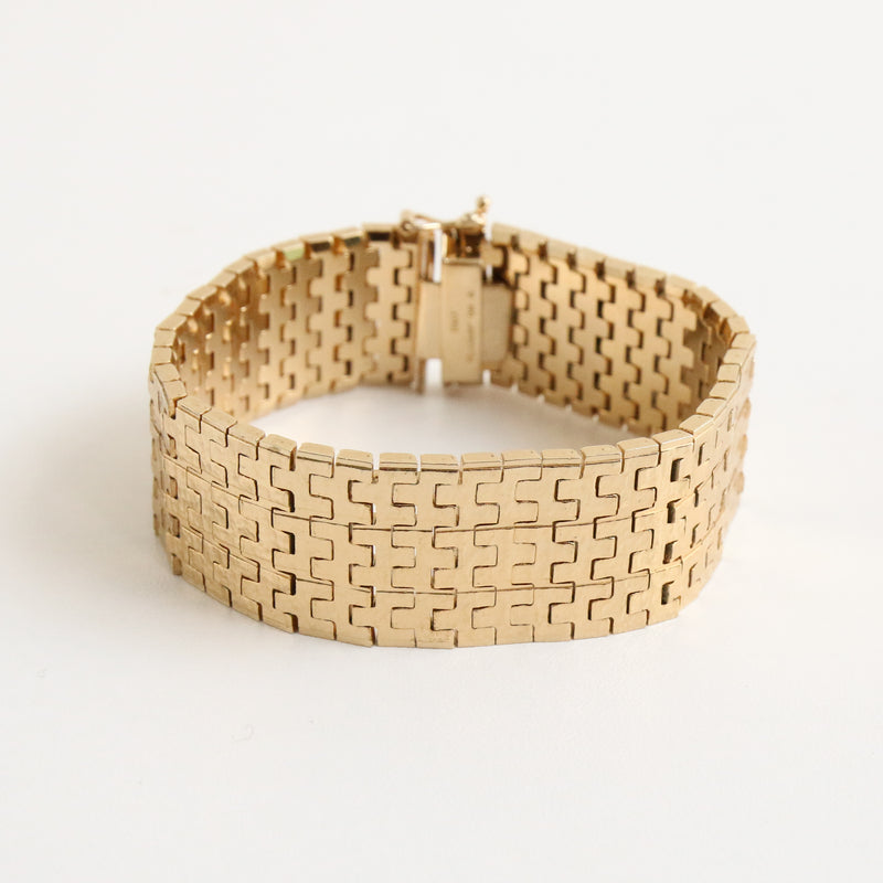 "Hammered Gold" Vintage 1970's Statement Gold Chain Bracelet