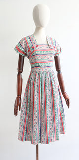 "Coral Dancers" Vintage 1950's Dress & Removable Bolero UK 4-6 US 0-2