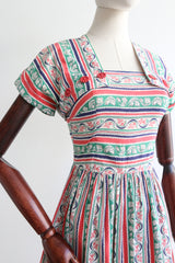 "Coral Dancers" Vintage 1950's Dress & Removable Bolero UK 4-6 US 0-2