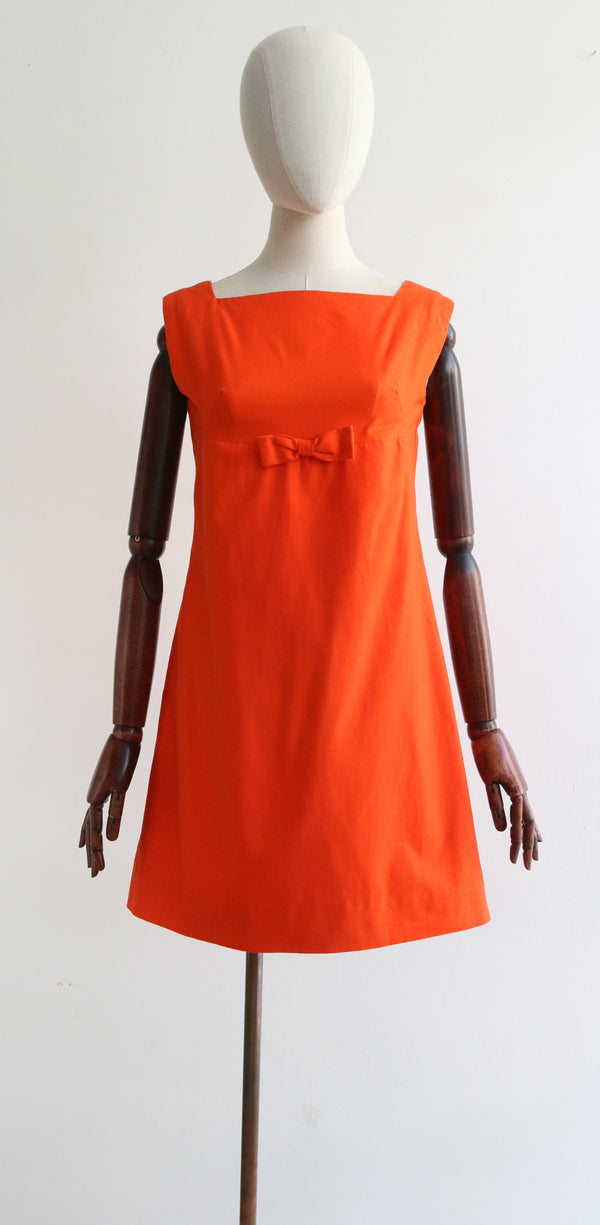 "Valerie Orange" Vintage 1960's Orange Mini Dress UK 10 US 6