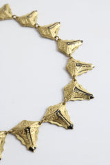 "Filigrée Points" Vintage 1930s Black Enamel & Gold Point Necklace