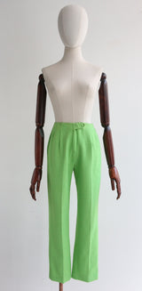 "Citrus Green" Vintage 1960's Lime Green Capris UK 6 US 2