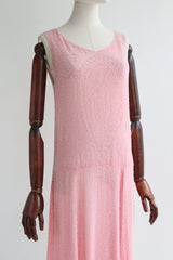 "Candy Pink" Vintage 1920's French Glass Beaded Dress UK 8-10 US 4-6
