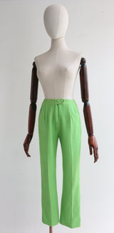 "Citrus Green" Vintage 1960's Lime Green Capris UK 6 US 2