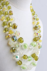 "Citrus & Chartreuse" Vintage 1950's Multi-strand Glass Beaded Necklace