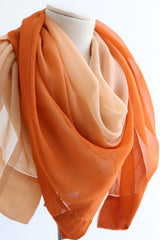 "Sunset Orange" Vintage 1930's Silk Chiffon Ombré Scarf