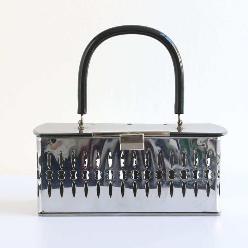 "Silver Lattice & Lucite" Vintage 1950's Lucite & Metal Lattice Box Bag