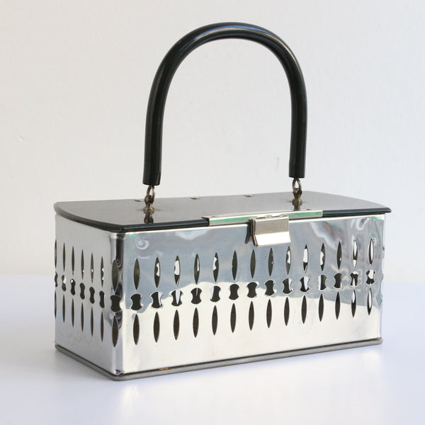 "Silver Lattice & Lucite" Vintage 1950's Lucite & Metal Lattice Box Bag