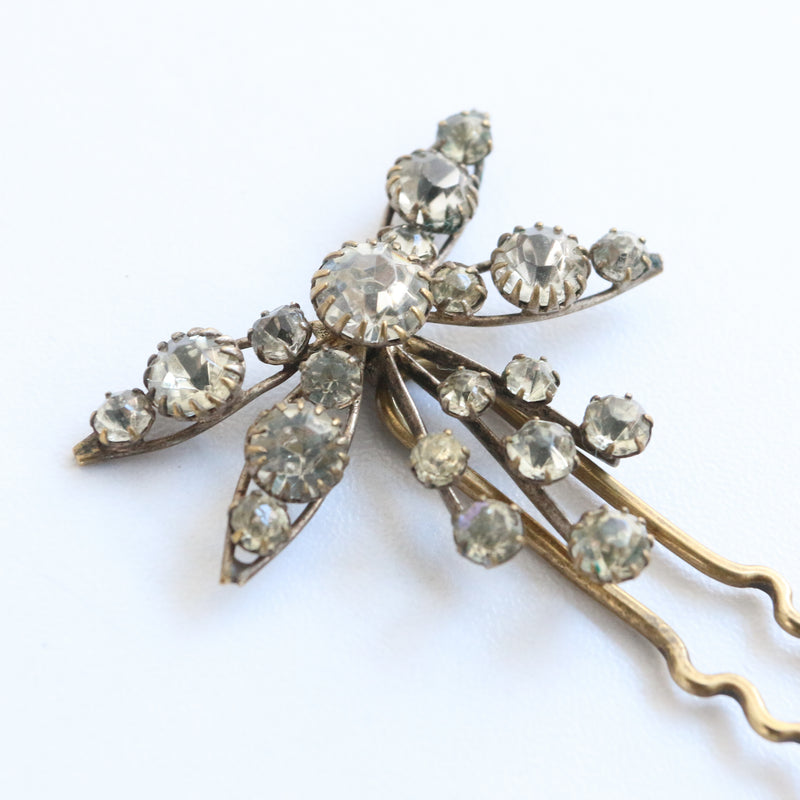 "Edwardian Rhinestones" Vintage 1910's Rhinestone Floral Hair Pin