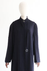 "Deco Delight" Vintage 1930's Navy Blue Wool Coat UK 14 US 10