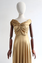 "Liquid Gold" Vintage 1930's Gold Satin Evening Dress UK 8 US 4