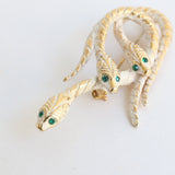 "Enamel Snakes" Vintage 1960's Enamel Snake & Rhinestone Brooch
