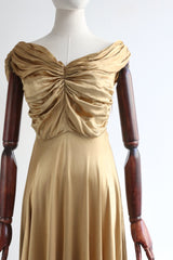 "Liquid Gold" Vintage 1930's Gold Satin Evening Dress UK 8 US 4