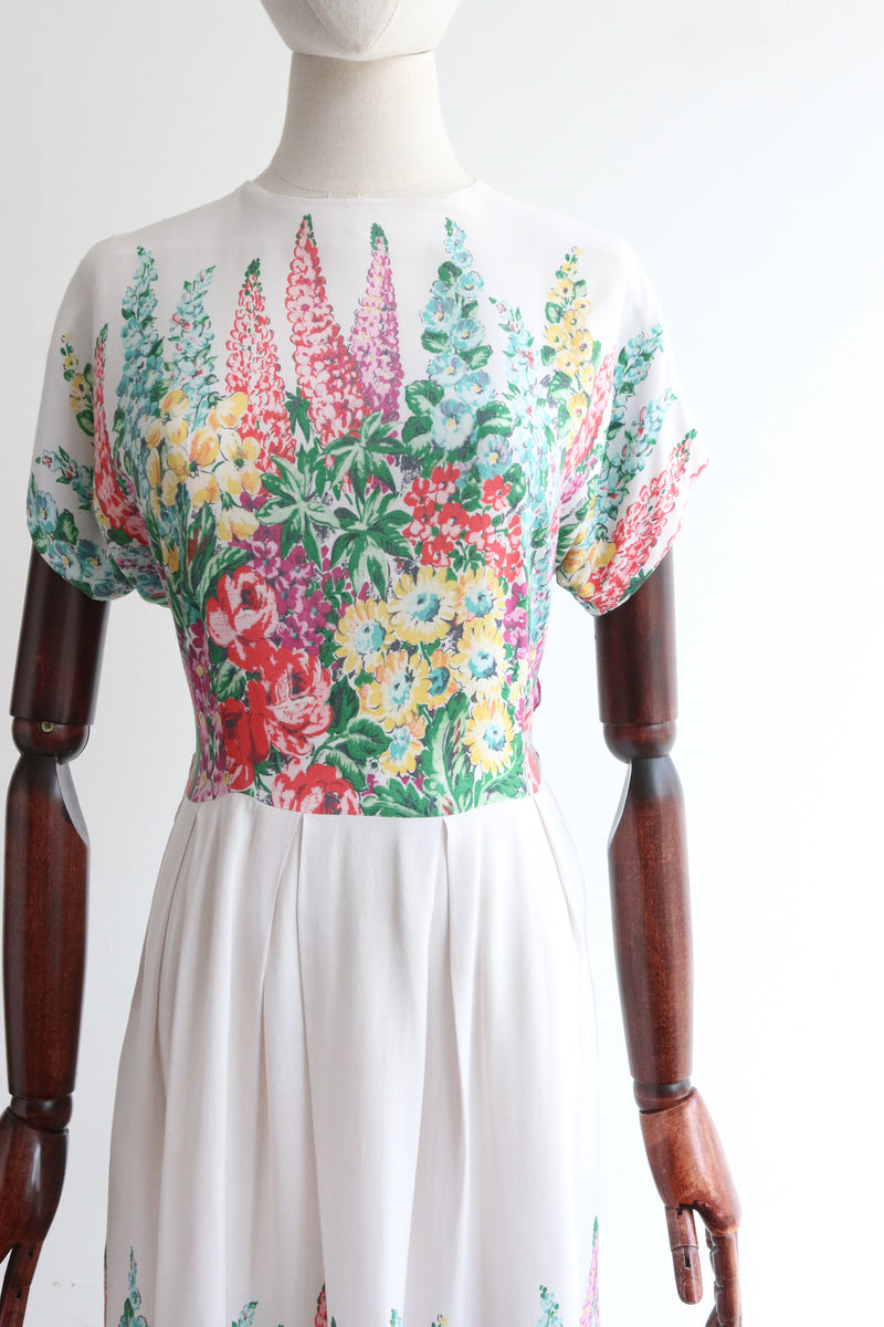"Wild Flowers " Vintage 1940's Wild Flower Print Dress UK 12 US 8