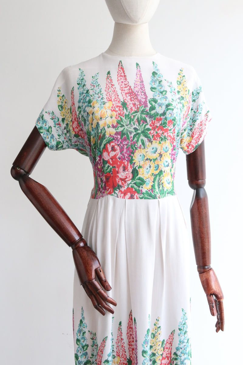"Wild Flowers " Vintage 1940's Wild Flower Print Dress UK 12 US 8