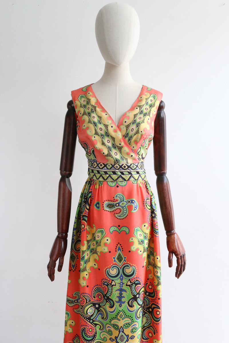 "Orlando" Vintage 1960's Citrus Palette Dress UK 12 US 8