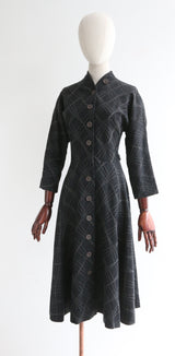 "Geometric Silk" Vintage late 1940's Silk Mix Geometric Dress UK 8 US 4