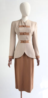 "Jacobson" Vintage 1940's Two Tone Wool Skirt Suit UK 8 US 4
