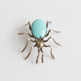 "Turquoise Spider" Vintage Sterling Silver & Turquoise Spider Brooch