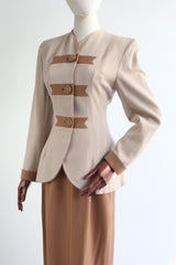 "Jacobson" Vintage 1940's Two Tone Wool Skirt Suit UK 8 US 4