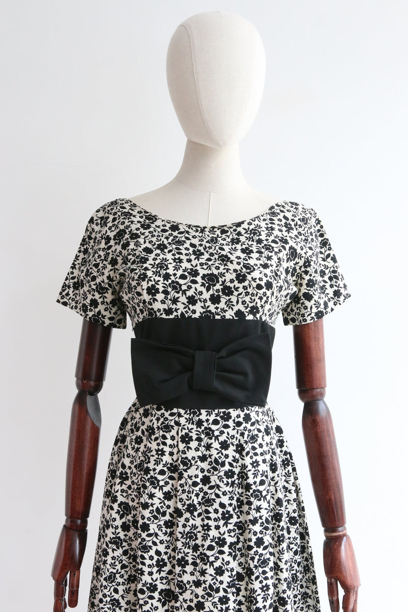 "Monochrome Blossoms" Vintage 1950's Monochrome Jonathan Logan Dress UK 8 US 4