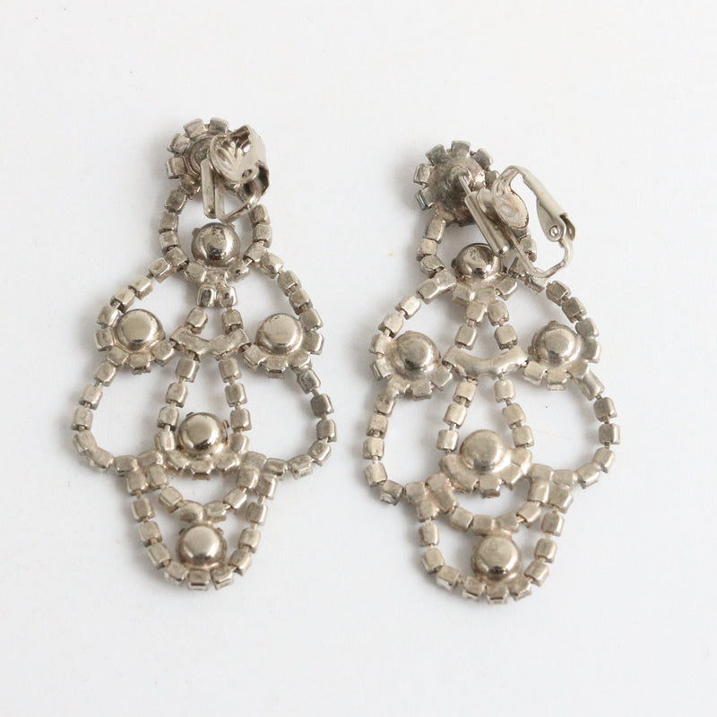 "Sparkling Tiers" Vintage 1950's Statement Rhinestone Earrings