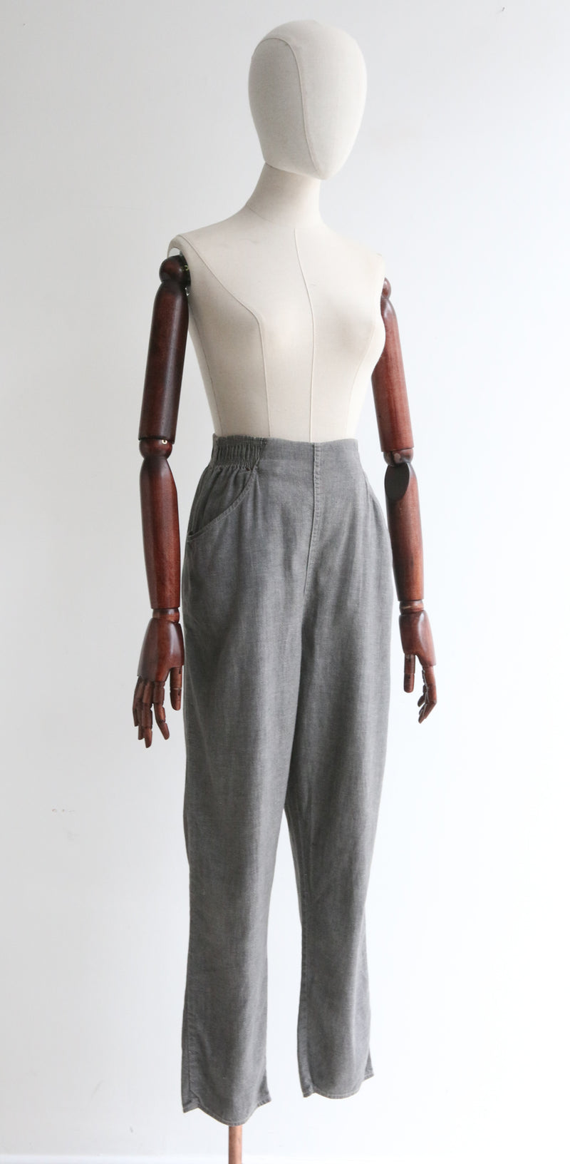 "Grey Jeans" vintage 1940's Grey Cotton Jeans UK 10 US 6