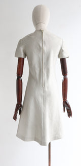 "Silver Silk" Vintage 1960's Silver Silk A Line Dress UK 10 US 6
