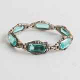 "Art Deco Silver" Vintage 1920's Silver & Turquoise Small Bracelet