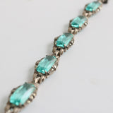 "Art Deco Silver" Vintage 1920's Silver & Turquoise Small Bracelet