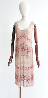 "Palette of Lilacs" Vintage 1920's Tulle Beaded & Sequinned Dress UK 8-10 US 4-6