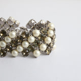 "Smoke & Pearls" Vintage 1950's Trifari Pearl & Rhinestone Bracelet